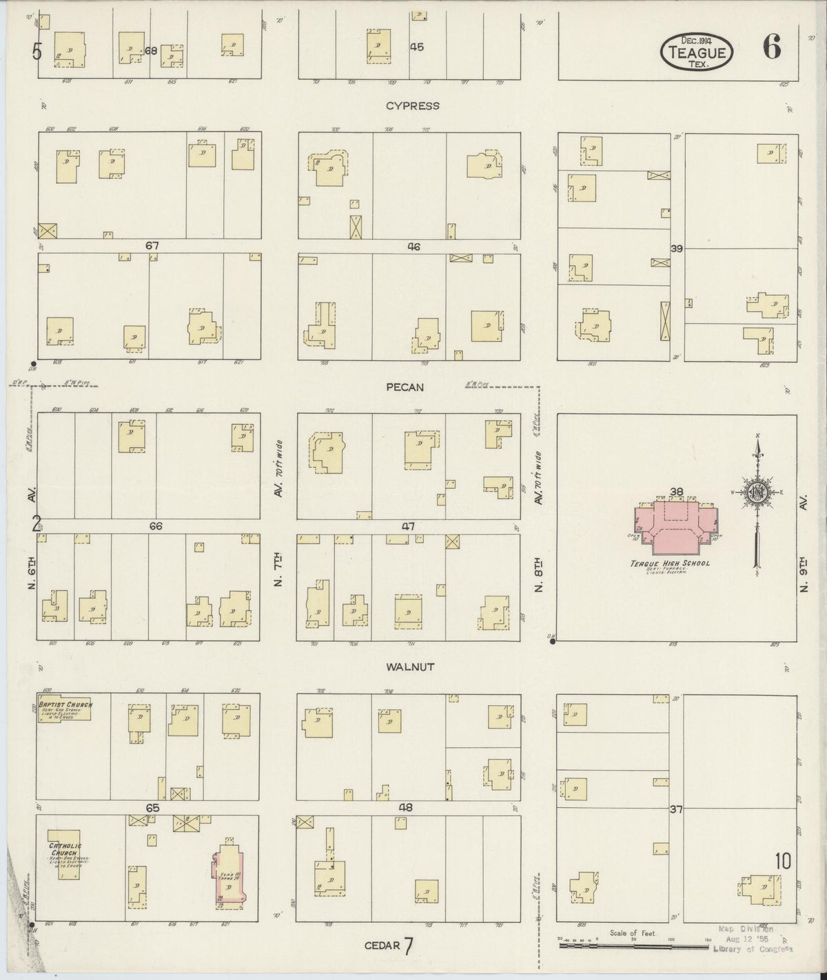 Sanborn Fire Insurance Map from Teague, Freestone County, Texas (1914), Sheet #0006 - Complete Map Set gallery image, historic Sanborn map, vintage wall art, Texas Texas