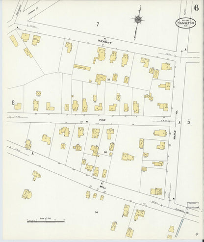 Sanborn Fire Insurance Map from Hamilton, Madison County, New York (1911), Sheet #0006 - Historic Sanborn Fire Insurance Map Print, vintage old map wall art, antique decor, genealogy gift, New York New York map