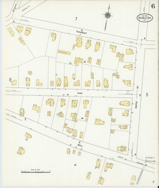 Sanborn Fire Insurance Map from Hamilton, Madison County, New York (1911), Sheet #0006 - Historic Sanborn Fire Insurance Map Print, vintage old map wall art, antique decor, genealogy gift, New York New York map