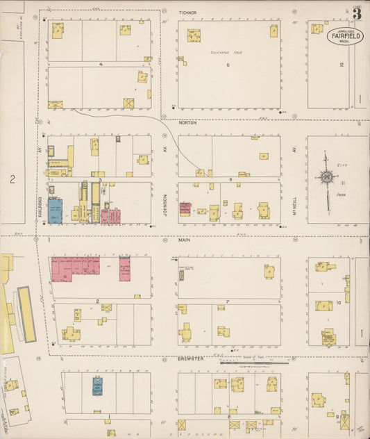 Sanborn Fire Insurance Map from Fairfield, Spokane County, Washington (1922), Sheet #0003 - Historic Sanborn Fire Insurance Map Print, vintage old map wall art, antique decor, genealogy gift, Washington Washington map