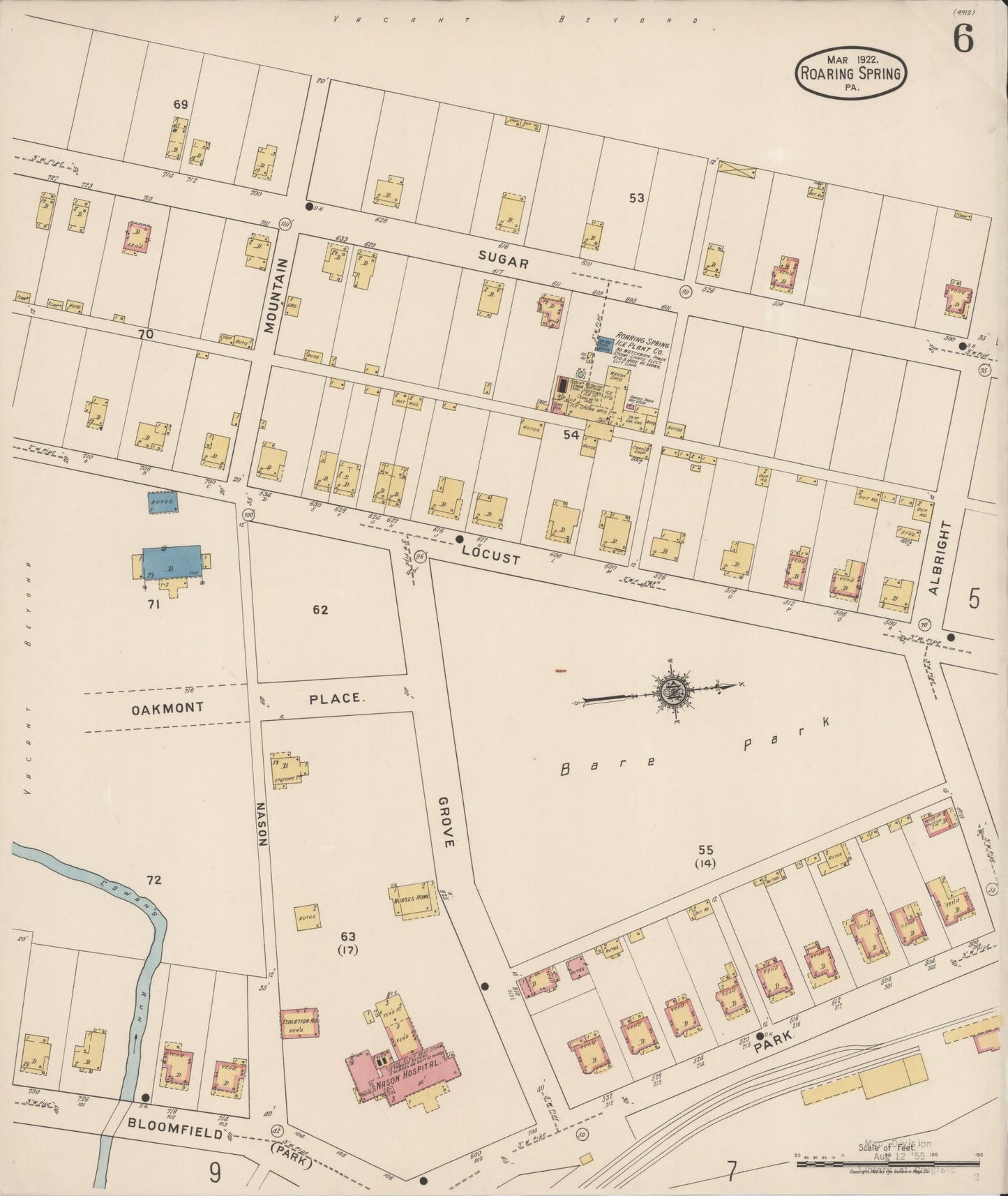 Sanborn Fire Insurance Map from Roaring Spring, Blair County, Pennsylvania (1922), Sheet #0006 - Complete Map Set gallery image, historic Sanborn map, vintage wall art, Pennsylvania Pennsylvania