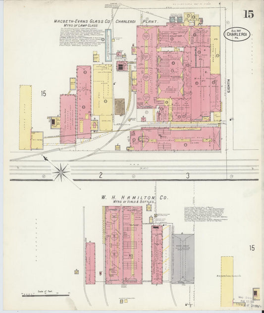 Sanborn Fire Insurance Map from Charleroi, Washington County, Pennsylvania (1907), Sheet #0015 - Historic Sanborn Fire Insurance Map Print, vintage old map wall art, antique decor, genealogy gift, Pennsylvania Pennsylvania map