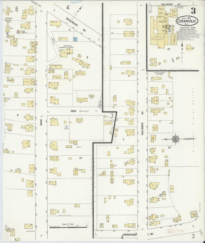 Sanborn Fire Insurance Map from Cedarville, Cumberland County, New Jersey (1912), Sheet #0003 - Historic Sanborn Fire Insurance Map Print, vintage old map wall art, antique decor, genealogy gift, New Jersey New Jersey map