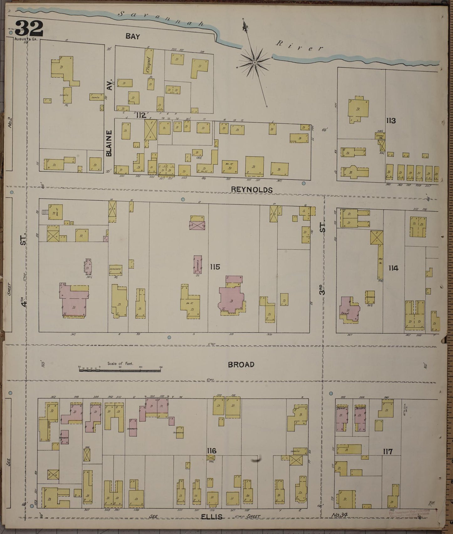 Sanborn Fire Insurance Map from Augusta, Richmond County, Georgia (1890), Sheet #0032 - Complete Map Set gallery image, historic Sanborn map, vintage wall art, Georgia Georgia