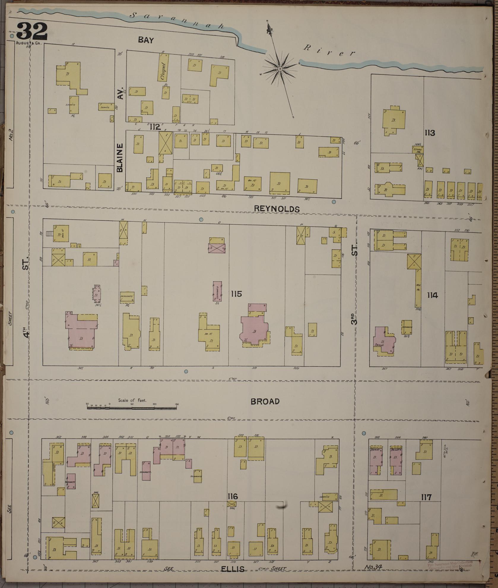 Sanborn Fire Insurance Map from Augusta, Richmond County, Georgia (1890), Sheet #0032 - Complete Map Set gallery image, historic Sanborn map, vintage wall art, Georgia Georgia