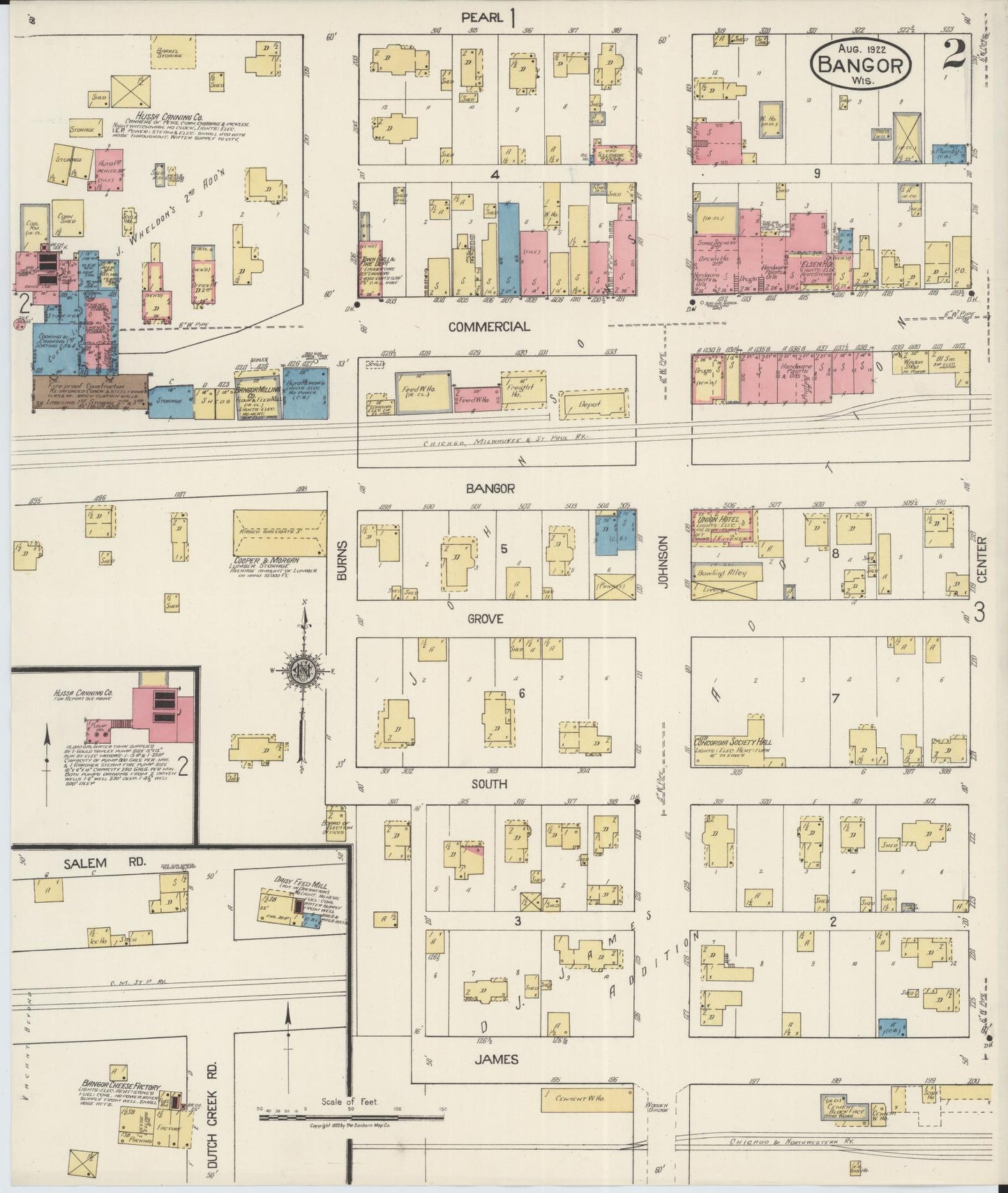 Sanborn Fire Insurance Map from Bangor, La Crosse County, Wisconsin (1922), Sheet #0002 - Complete Map Set gallery image, historic Sanborn map, vintage wall art, Wisconsin Wisconsin
