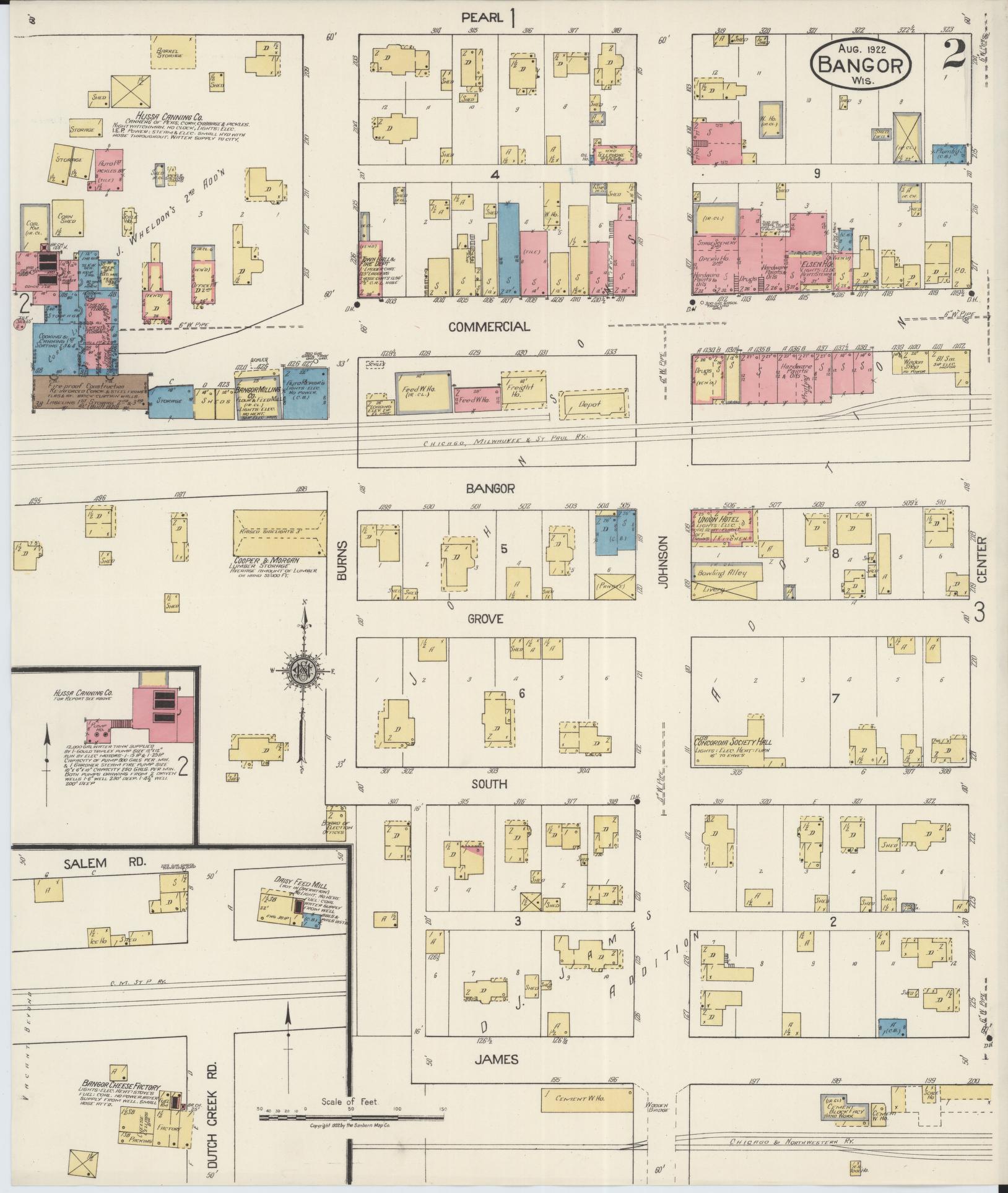 Sanborn Fire Insurance Map from Bangor, La Crosse County, Wisconsin (1922), Sheet #0002 - Complete Map Set gallery image, historic Sanborn map, vintage wall art, Wisconsin Wisconsin