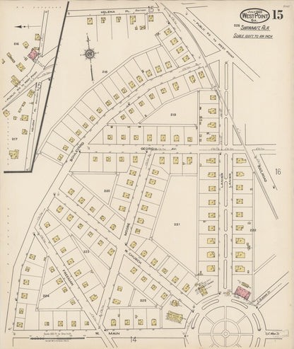 Sanborn Fire Insurance Map from West Point, Troup County, Georgia (1922), Sheet #0015 - Complete Map Set gallery image, historic Sanborn map, vintage wall art, Alabama Alabama