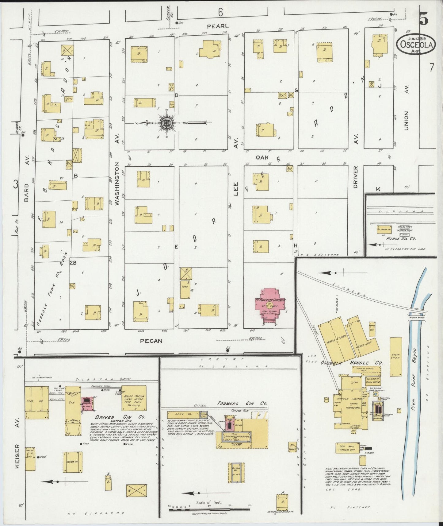 Sanborn Fire Insurance Map from Osceola, Mississippi County, Arkansas (1919), Sheet #0005 - Complete Map Set gallery image, historic Sanborn map, vintage wall art, Arkansas Arkansas