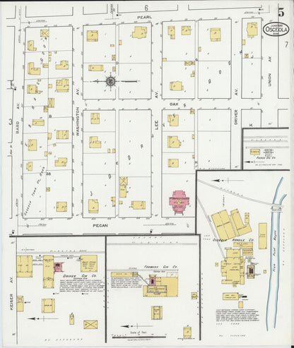 Sanborn Fire Insurance Map from Osceola, Mississippi County, Arkansas (1919), Sheet #0005 - Complete Map Set gallery image, historic Sanborn map, vintage wall art, Arkansas Arkansas