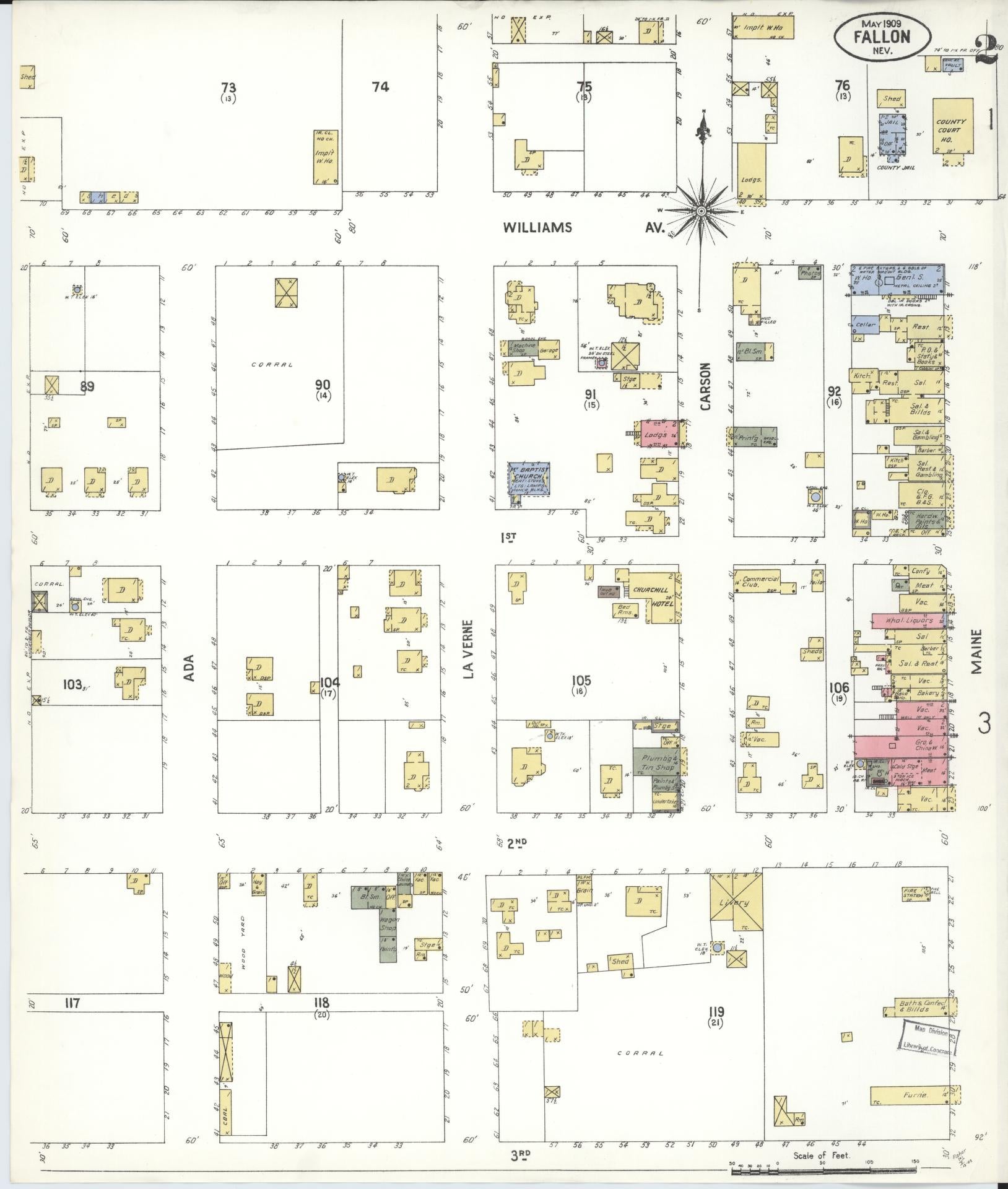 Sanborn Fire Insurance Map from Fallon, Churchill County, Nevada (1909), Sheet #0002 - Complete Map Set gallery image, historic Sanborn map, vintage wall art, Nevada Nevada
