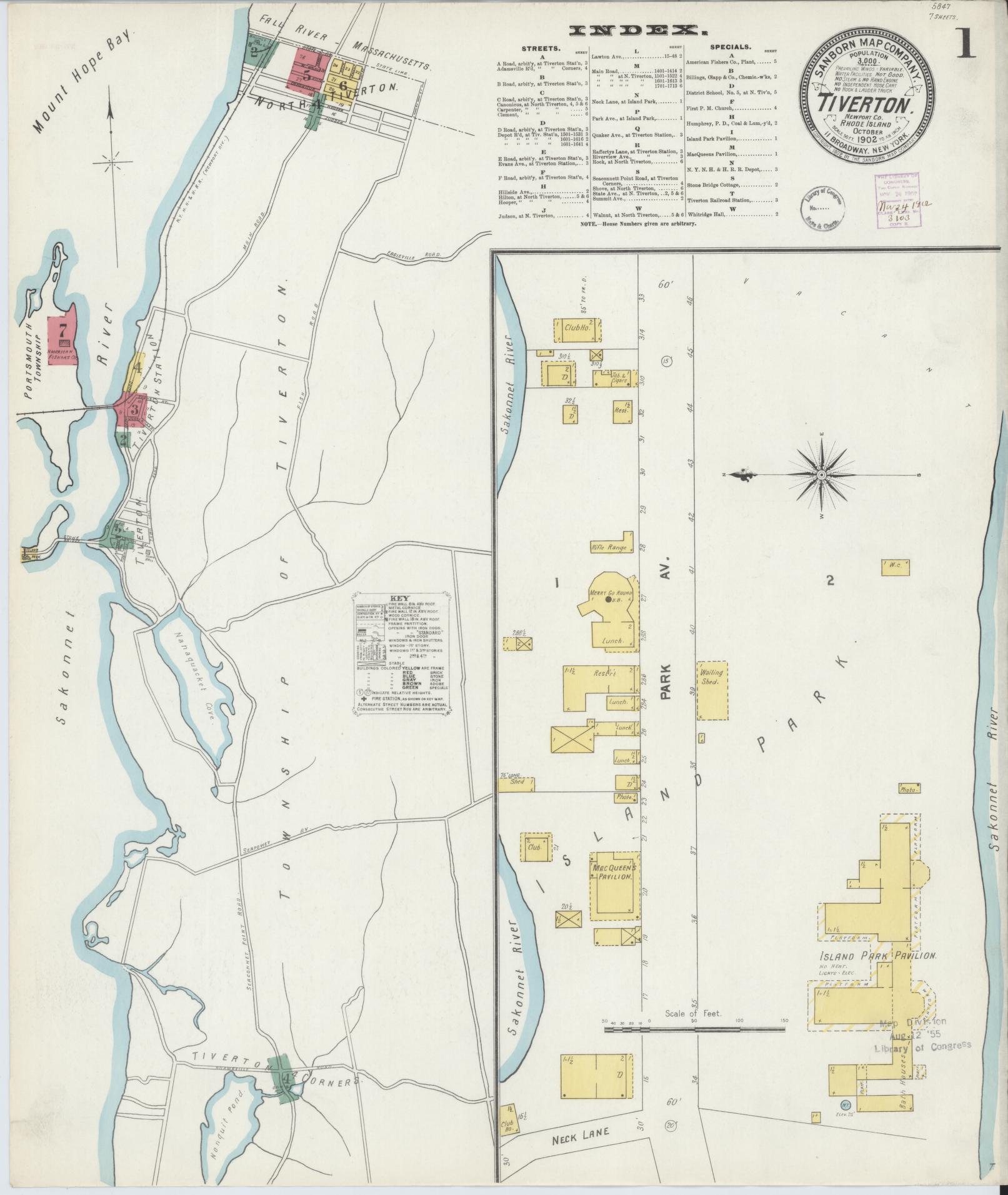 Sanborn Fire Insurance Map from Tiverton, Newport County, Rhode Island. (1902) – Historic Sanborn Fire Insurance Map Print