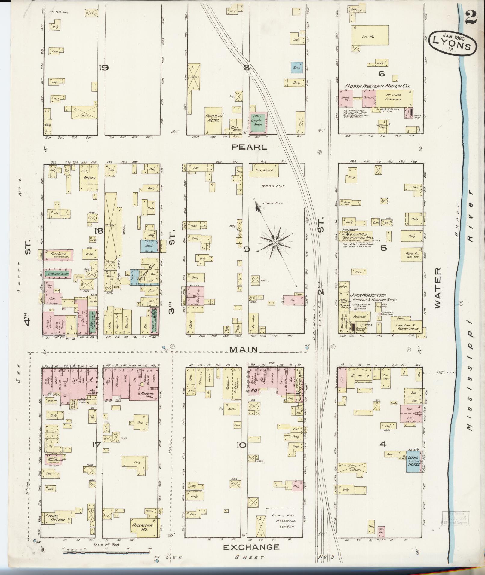 Sanborn Fire Insurance Map from Lyons, Clinton County, Iowa (1886), Sheet #0002 - Historic Sanborn Fire Insurance Map Print