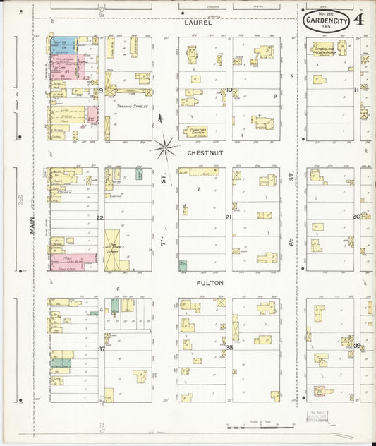 Sanborn Fire Insurance Map from Garden City, Finney County, Kansas (1892), Sheet #0004 - Historic Sanborn Fire Insurance Map Print, vintage old map wall art, antique decor, genealogy gift, Kansas Kansas map