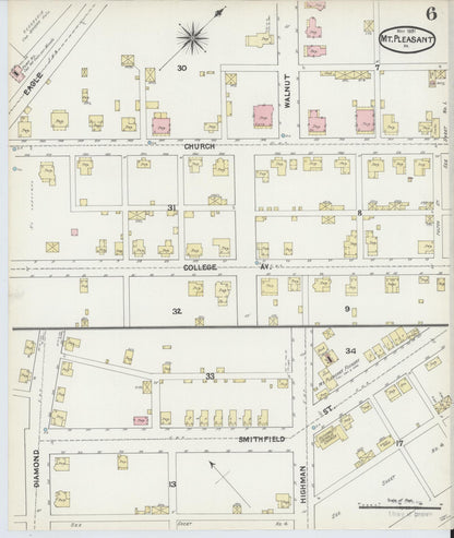 Sanborn Fire Insurance Map from Mount Pleasant, Westmoreland County, Pennsylvania (1891), Sheet #0006 - Complete Map Set gallery image, historic Sanborn map, vintage wall art, Pennsylvania Pennsylvania