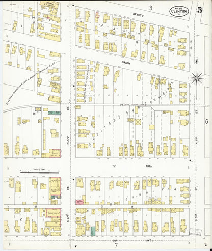 Sanborn Fire Insurance Map from Clinton, Clinton County, Iowa (1902), Sheet #0005 - Historic Sanborn Fire Insurance Map Print