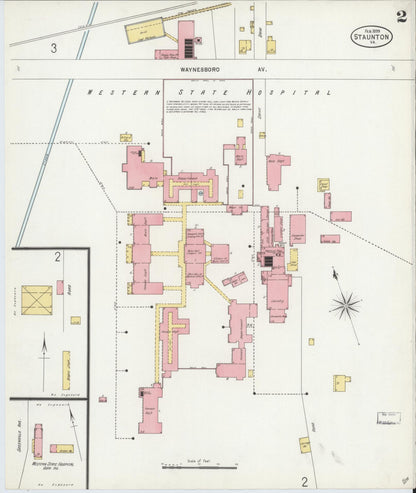 Sanborn Fire Insurance Map from Staunton, Independent Cities, Virginia (1899), Sheet #0002 - Complete Map Set gallery image, historic Sanborn map, vintage wall art, Virginia Virginia