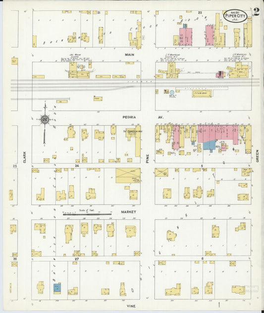 Sanborn Fire Insurance Map from Piper City, Ford County, Illinois (1911), Sheet #0002 - Historic Sanborn Fire Insurance Map Print, vintage old map wall art, antique decor, genealogy gift, Illinois Illinois map