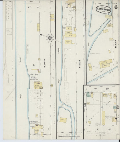Sanborn Fire Insurance Map from Benton Harbor, Berrien County, Michigan (1889), Sheet #0006 - Complete Map Set gallery image, historic Sanborn map, vintage wall art, Michigan Michigan