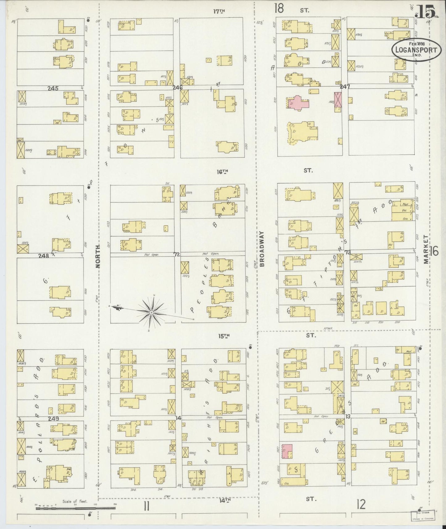 Sanborn Fire Insurance Map from Logansport, Cass County, Indiana (1898), Sheet #0015 - Complete Map Set gallery image, historic Sanborn map, vintage wall art, Indiana Indiana