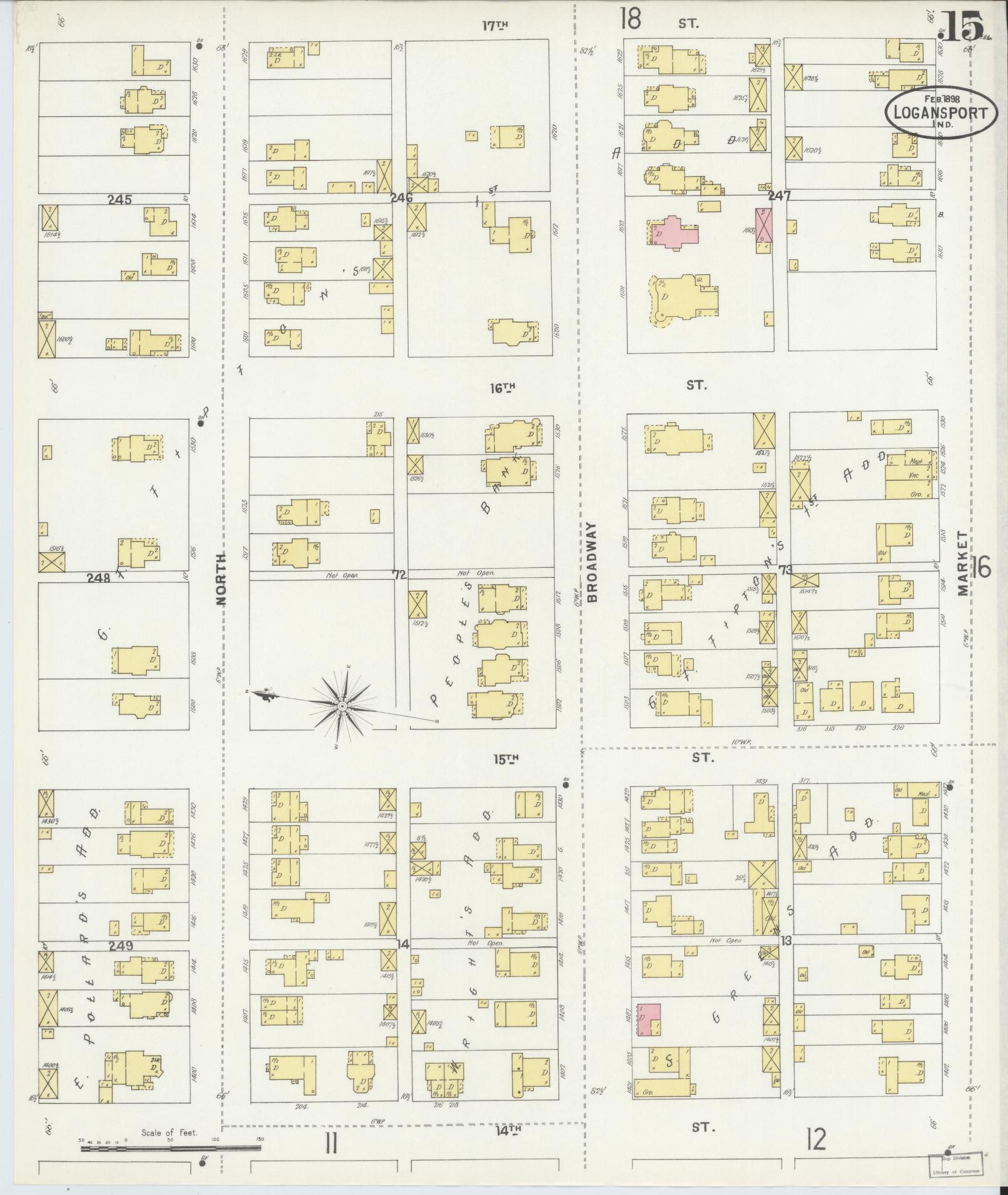 Sanborn Fire Insurance Map from Logansport, Cass County, Indiana (1898), Sheet #0015 - Complete Map Set gallery image, historic Sanborn map, vintage wall art, Indiana Indiana