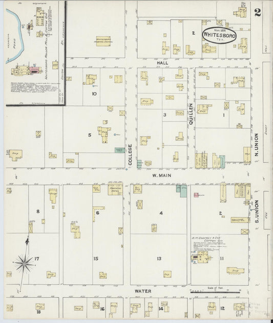 Sanborn Fire Insurance Map from Whitesboro, Grayson County, Texas (1891), Sheet #0002 - Historic Sanborn Fire Insurance Map Print, vintage old map wall art, antique decor, genealogy gift, Texas Texas map