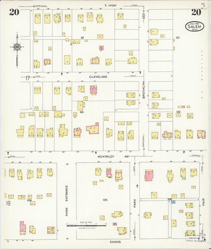 Sanborn Fire Insurance Map from Salem, Columbiana County, Ohio (1926), Sheet #0020 - Complete Map Set gallery image, historic Sanborn map, vintage wall art, Ohio Ohio