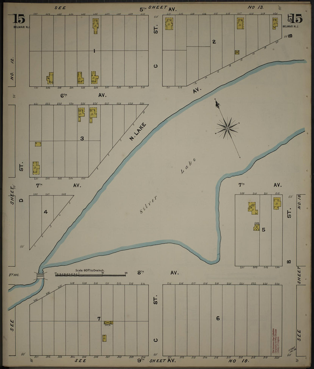 Sanborn Fire Insurance Map from New Jersey Coast, New Jersey Coast, New Jersey (1890), Sheet #0015 - Complete Map Set gallery image, historic Sanborn map, vintage wall art, New Jersey Coast New Jersey