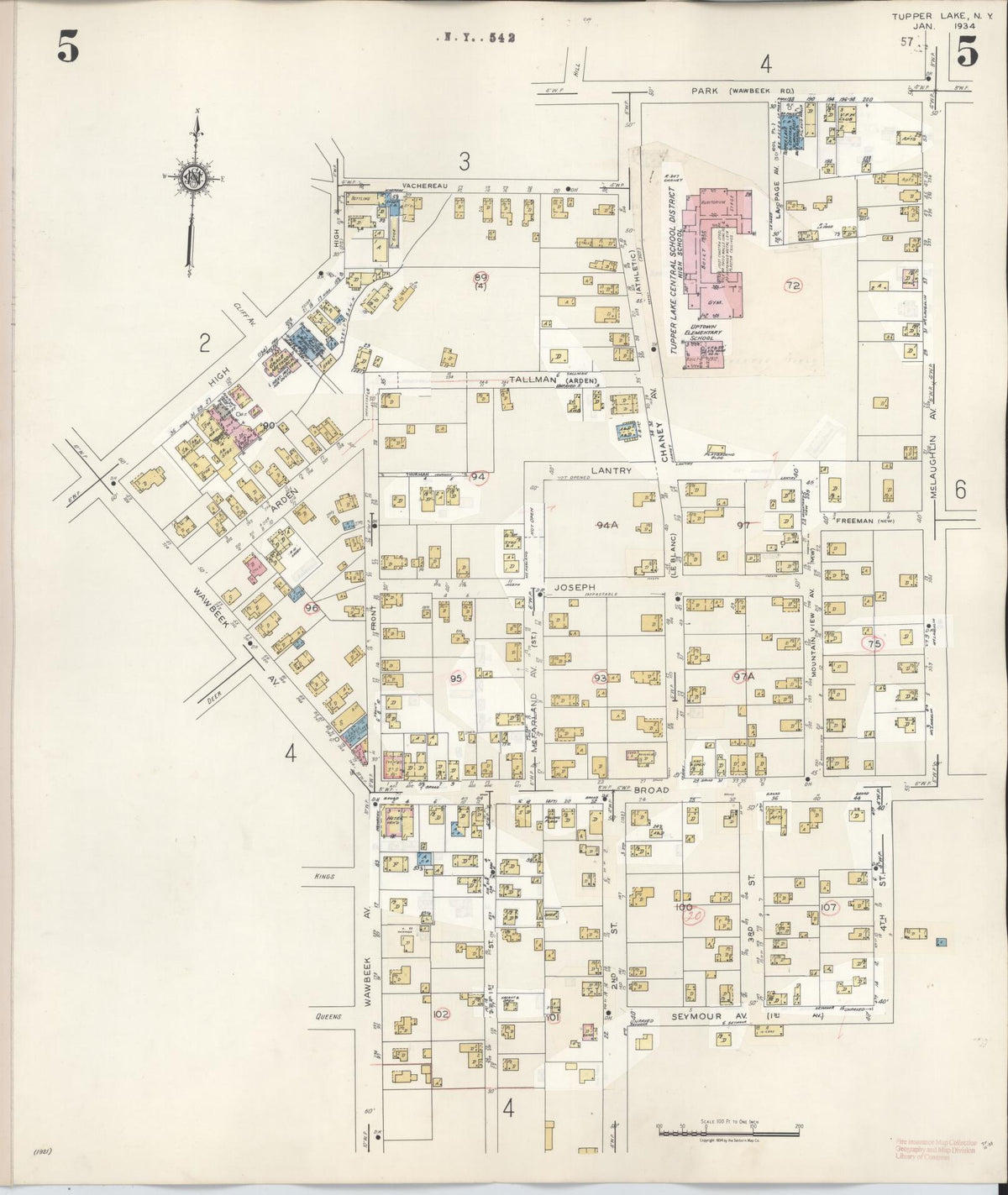 Sanborn Fire Insurance Map from Tupper Lake, Franklin County, New York (1950), Sheet #0005 - Complete Map Set gallery image, historic Sanborn map, vintage wall art, New York New York
