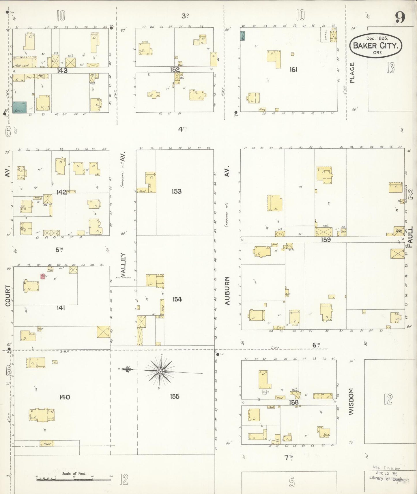 Sanborn Fire Insurance Map from Baker, Baker County, Oregon (1895), Sheet #0009 - Complete Map Set gallery image, historic Sanborn map, vintage wall art, Oregon Oregon