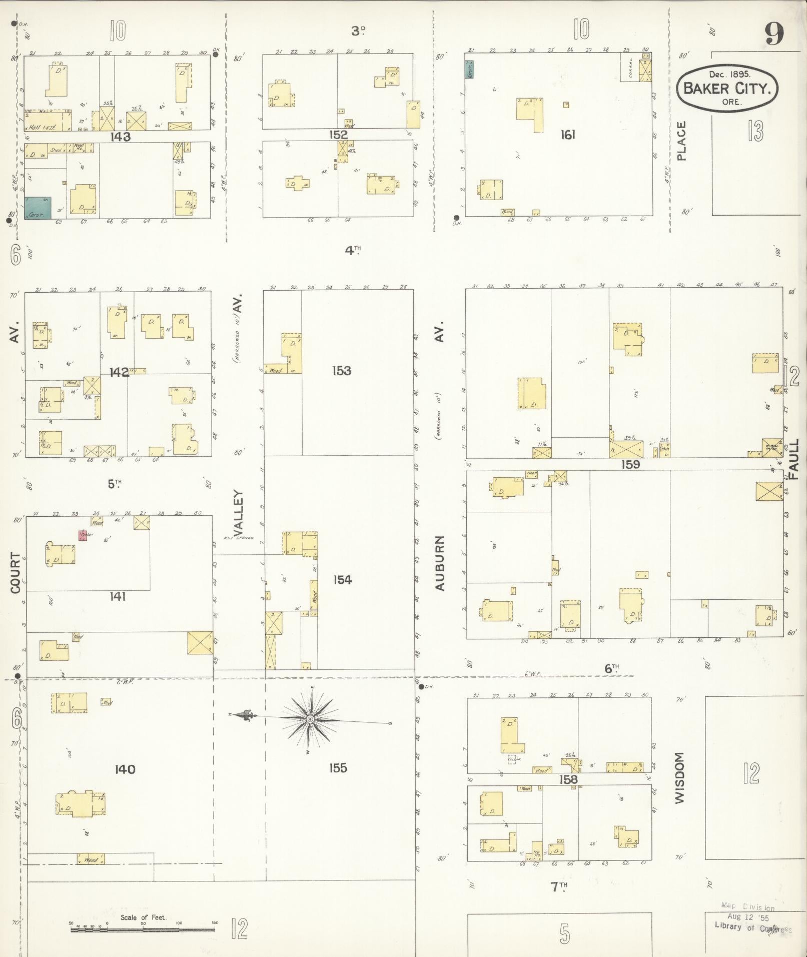 Sanborn Fire Insurance Map from Baker, Baker County, Oregon (1895), Sheet #0009 - Complete Map Set gallery image, historic Sanborn map, vintage wall art, Oregon Oregon