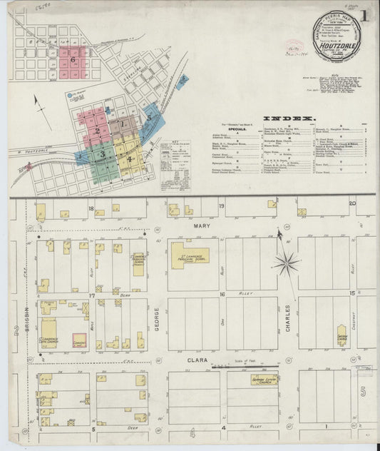 Sanborn Fire Insurance Map from Houtzdale, Clearfield County, Pennsylvania (1894), Sheet #0001 - Historic Sanborn Fire Insurance Map Print, vintage old map wall art, antique decor, genealogy gift, Pennsylvania Pennsylvania map