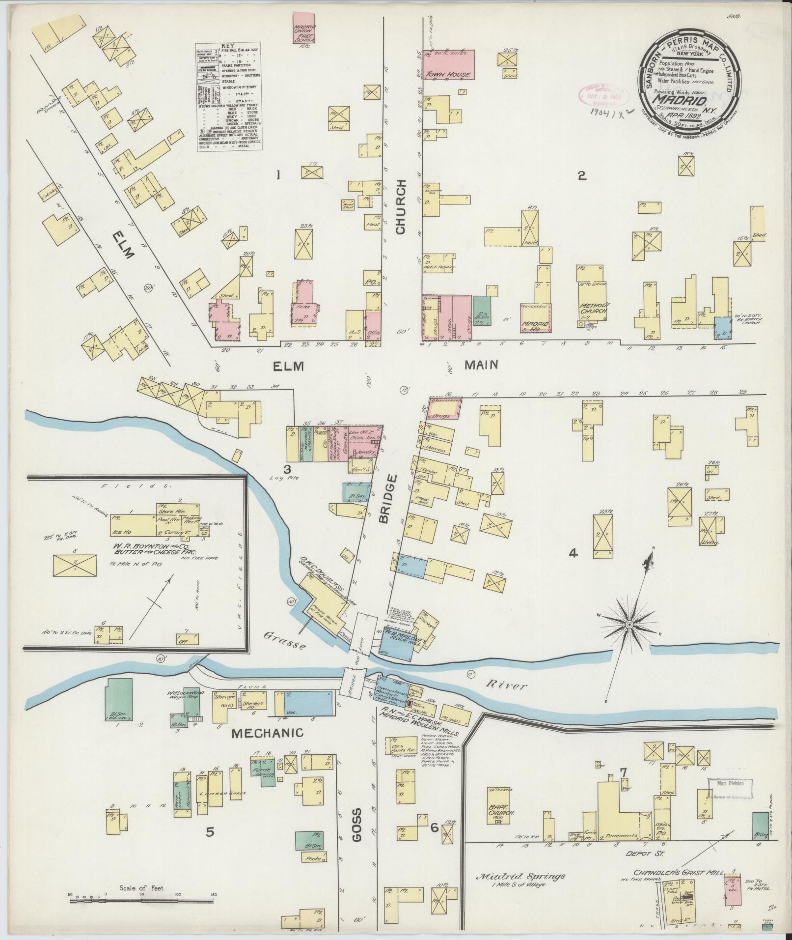 Sanborn Fire Insurance Map from Madrid, St. Lawrence County, New York. (1892) – Historic Sanborn Fire Insurance Map Print