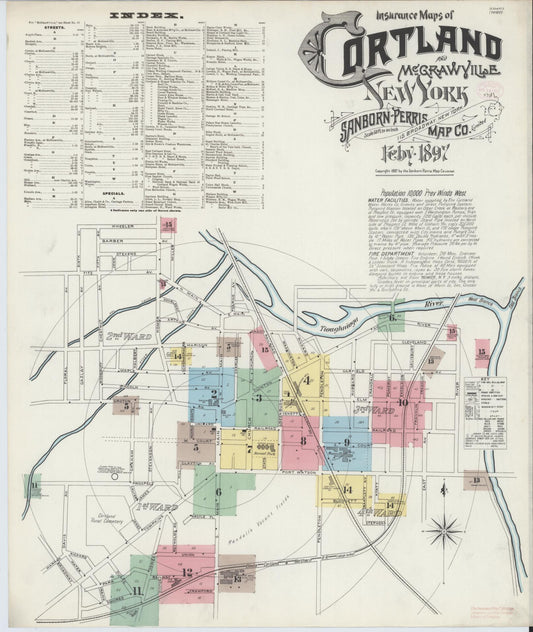 Sanborn Fire Insurance Map from Cortland, Cortland County, New York. (1897) – Historic Sanborn Fire Insurance Map Print