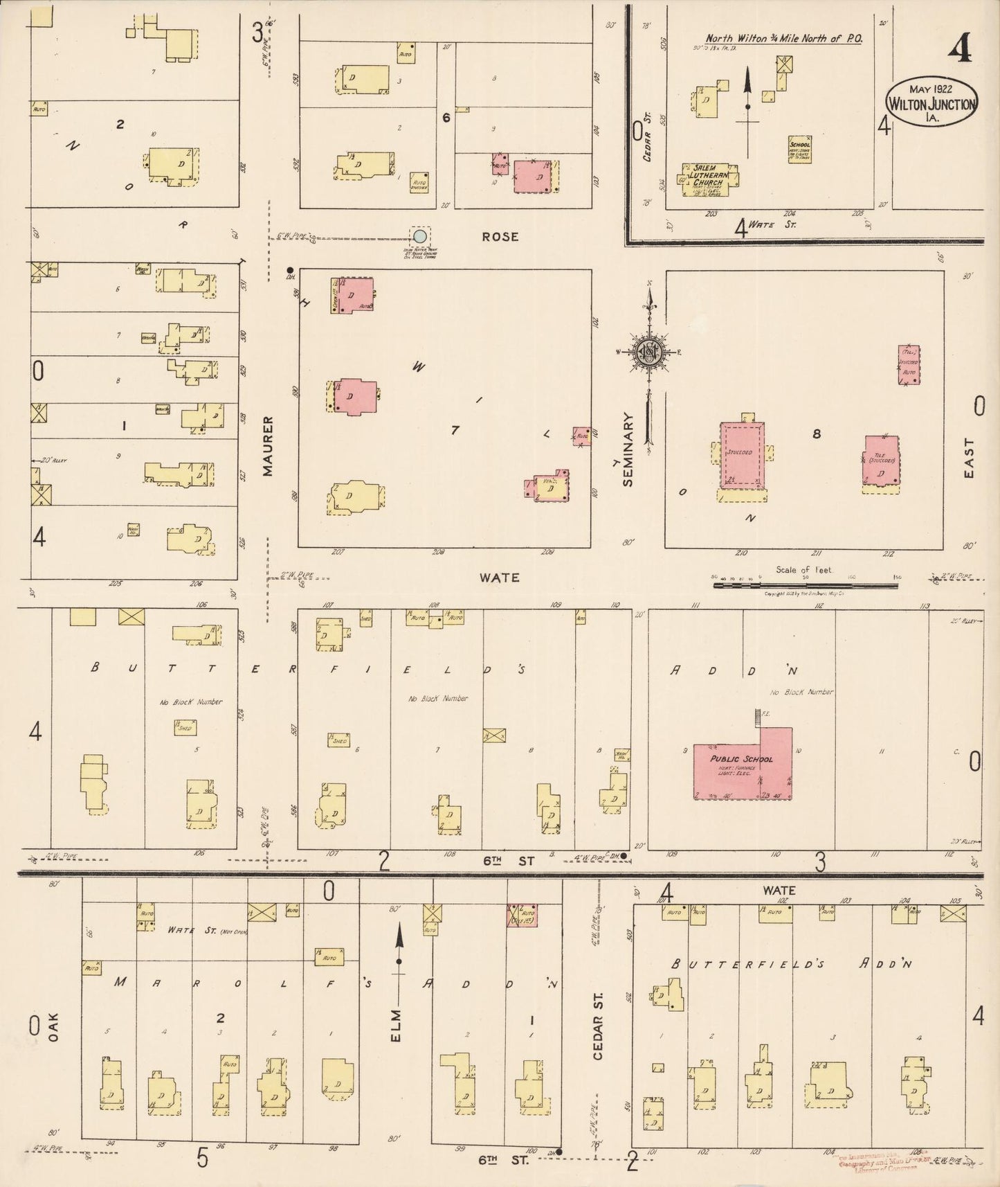 Sanborn Fire Insurance Map from Wilton Junction, Muscatine County, Iowa (1922), Sheet #0004 - Historic Sanborn Fire Insurance Map Print