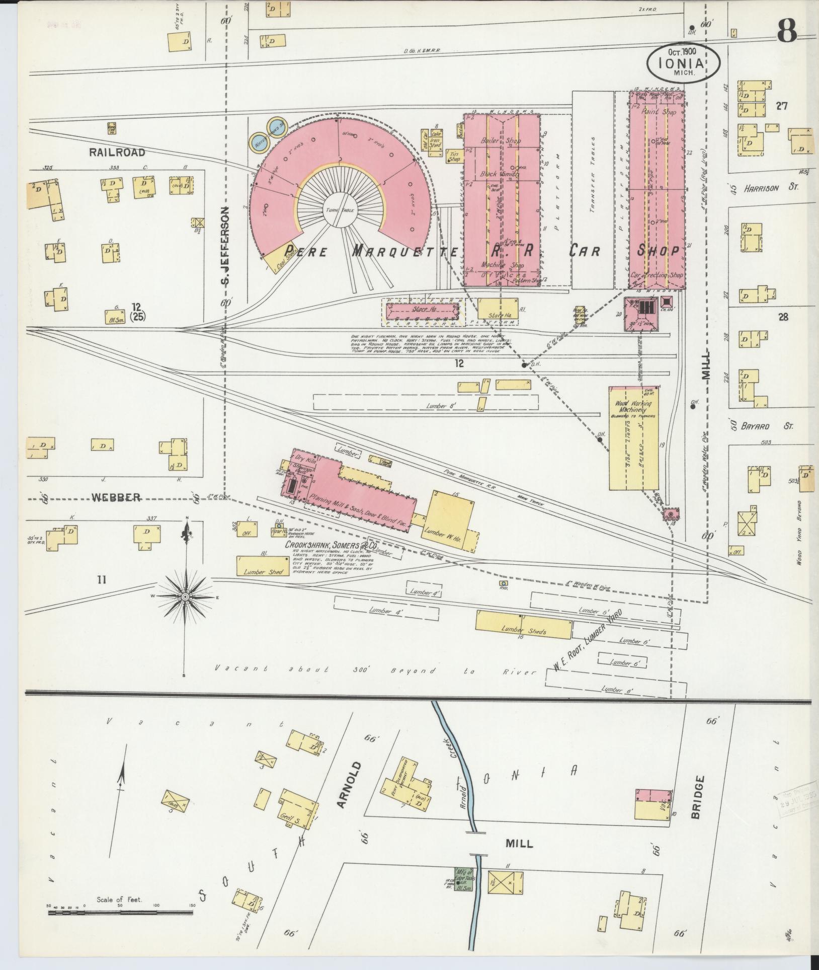 Sanborn Fire Insurance Map from Ionia, Ionia County, Michigan (1900), Sheet #0008 - Complete Map Set gallery image, historic Sanborn map, vintage wall art, Michigan Michigan