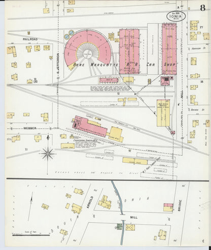 Sanborn Fire Insurance Map from Ionia, Ionia County, Michigan (1900), Sheet #0008 - Complete Map Set gallery image, historic Sanborn map, vintage wall art, Michigan Michigan