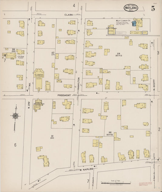 Sanborn Fire Insurance Map from Wayland, Steuben County, New York (1922), Sheet #0005 - Historic Sanborn Fire Insurance Map Print, vintage old map wall art, antique decor, genealogy gift, New York New York map