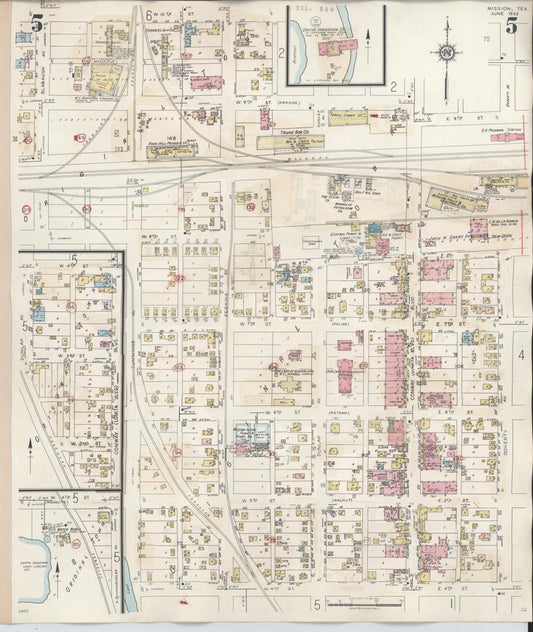 Sanborn Fire Insurance Map from Mission, Hidalgo County, Texas (1949), Sheet #0005 - Historic Sanborn Fire Insurance Map Print, vintage old map wall art, antique decor, genealogy gift, Texas Texas map