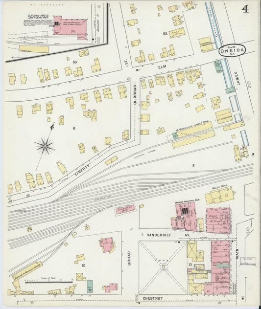 Sanborn Fire Insurance Map from Oneida, Madison County, New York (1895), Sheet #0004 - Historic Sanborn Fire Insurance Map Print, vintage old map wall art, antique decor, genealogy gift, New York New York map