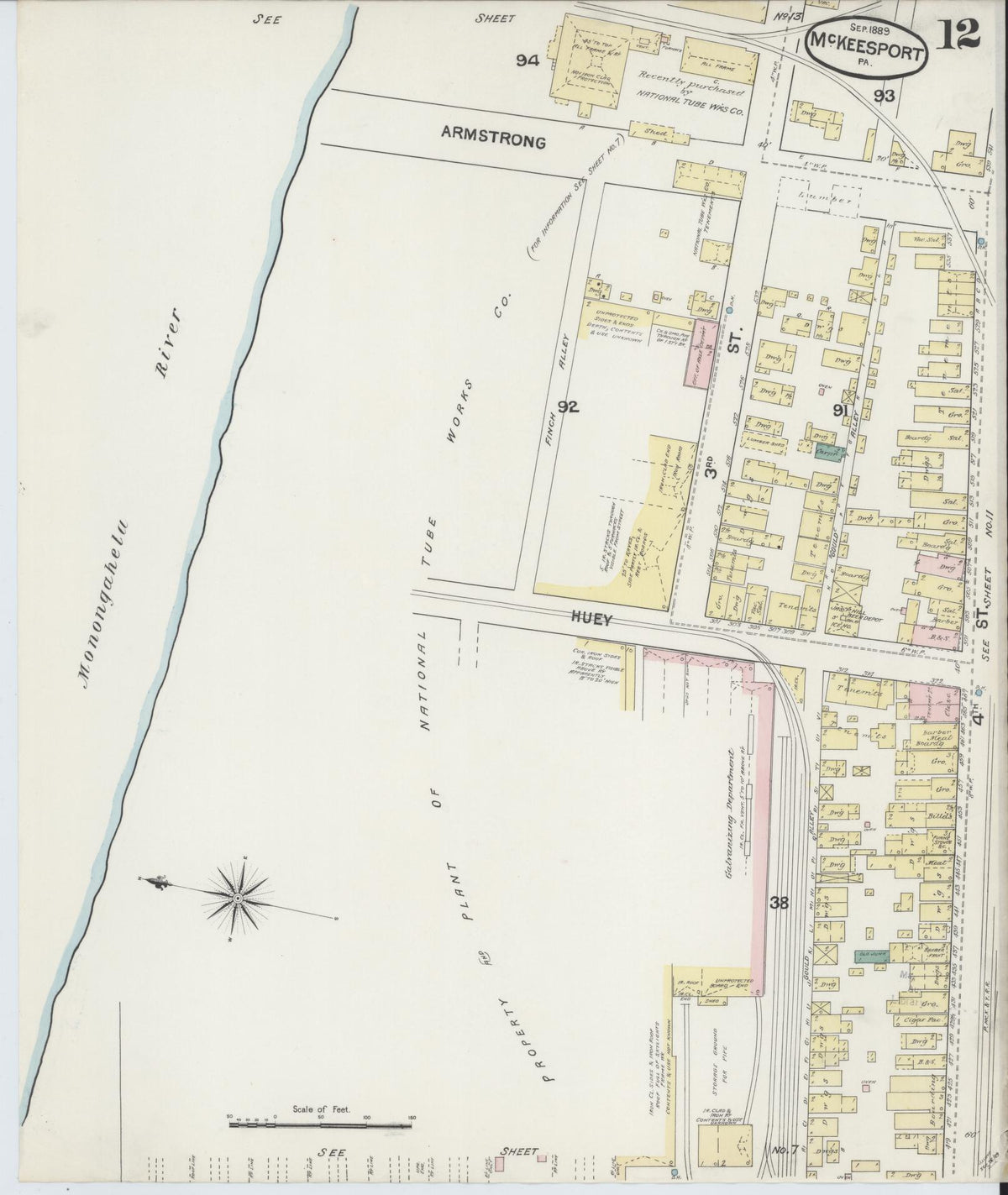 Sanborn Fire Insurance Map from McKeesport, Allegheny County, Pennsylvania (1889), Sheet #0012 - Complete Map Set gallery image, historic Sanborn map, vintage wall art, Pennsylvania Pennsylvania