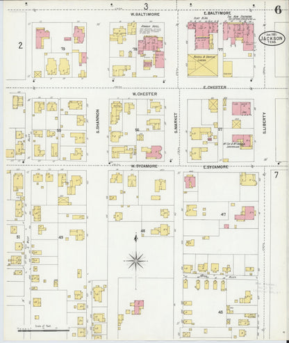 Sanborn Fire Insurance Map from Jackson, Madison County, Tennessee (1901), Sheet #0006 - Complete Map Set gallery image, historic Sanborn map, vintage wall art, Tennessee Tennessee
