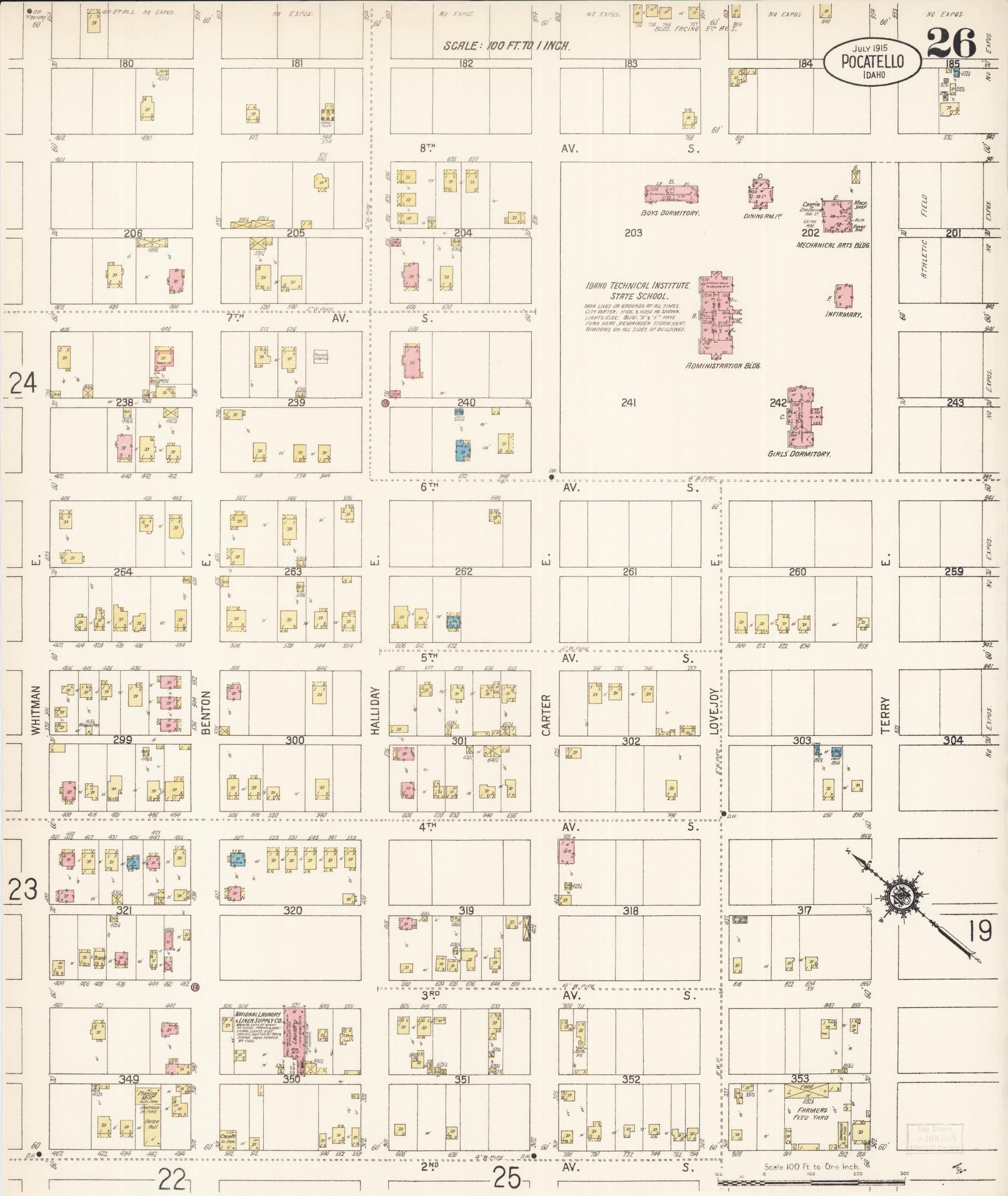 Sanborn Fire Insurance Map from Pocatello, Bannock County, Idaho (1915), Sheet #0026 - Complete Map Set gallery image, historic Sanborn map, vintage wall art, Idaho Idaho