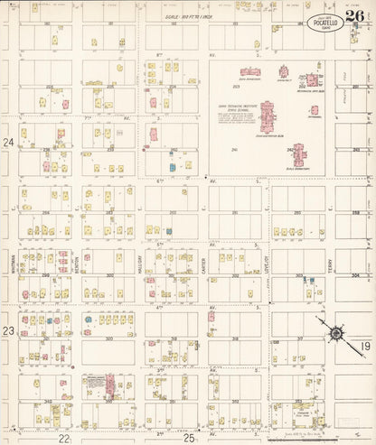 Sanborn Fire Insurance Map from Pocatello, Bannock County, Idaho (1915), Sheet #0026 - Complete Map Set gallery image, historic Sanborn map, vintage wall art, Idaho Idaho