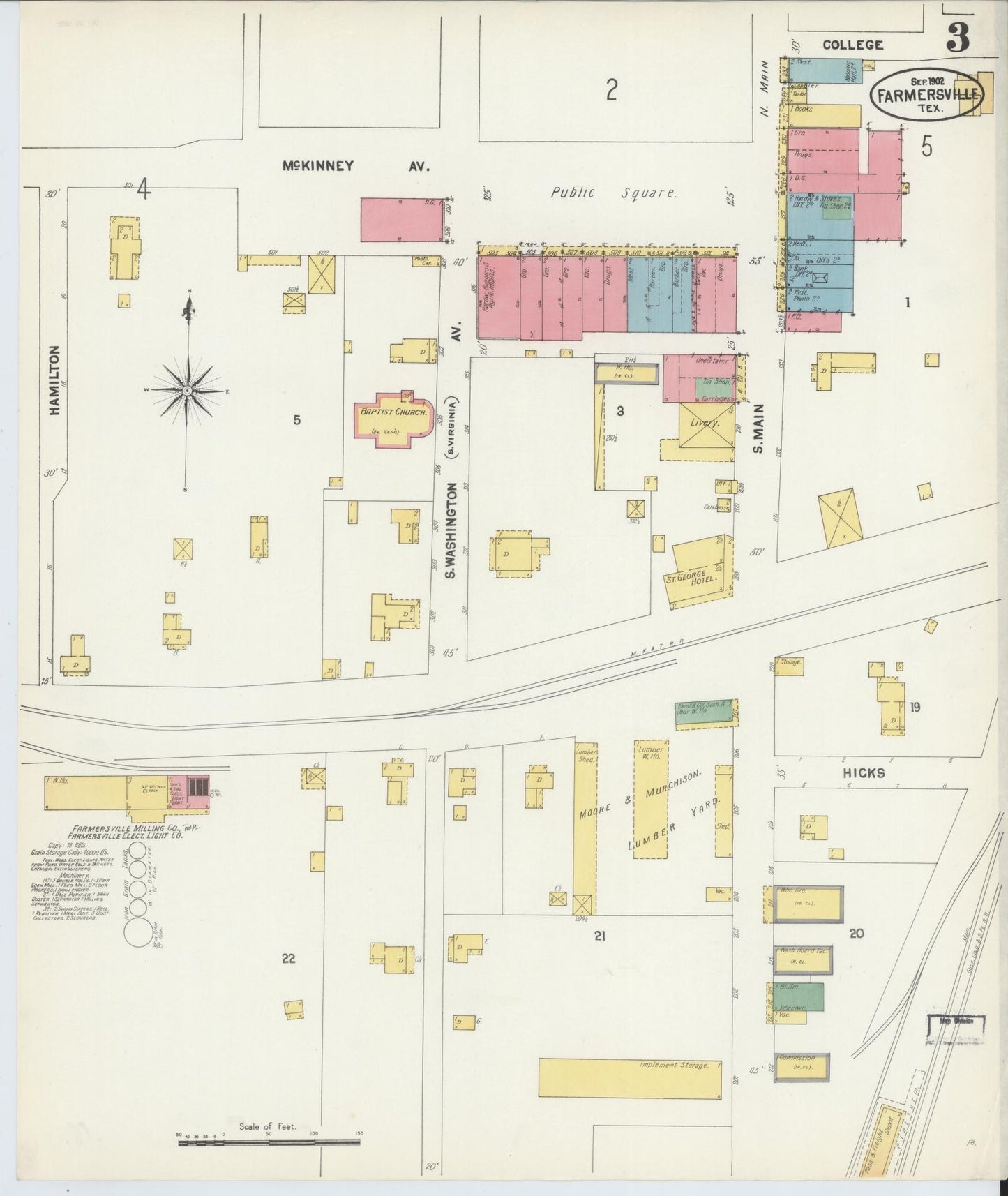 Sanborn Fire Insurance Map from Farmersville, Collin County, Texas (1902), Sheet #0003 - Complete Map Set gallery image, historic Sanborn map, vintage wall art, Texas Texas