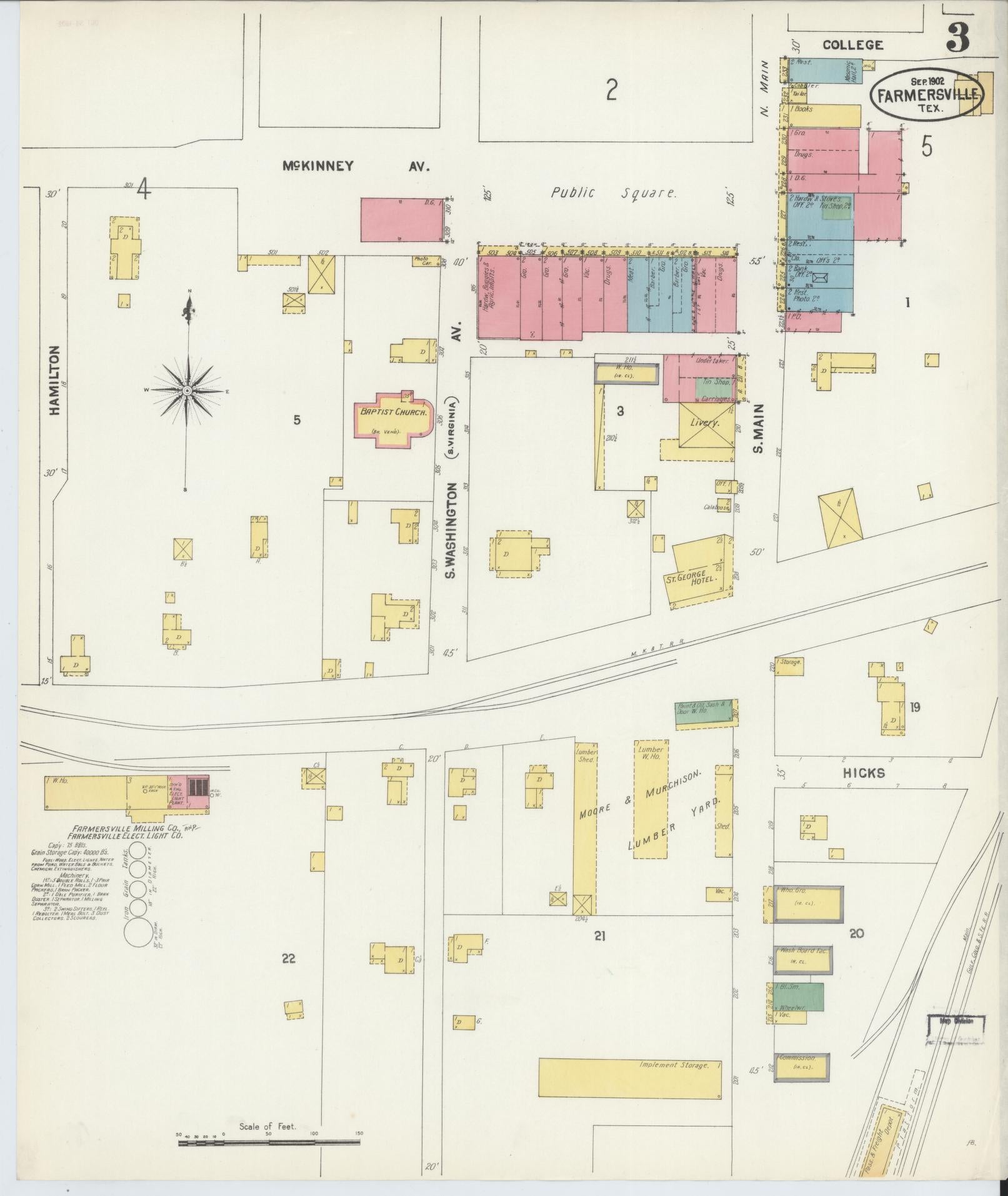 Sanborn Fire Insurance Map from Farmersville, Collin County, Texas (1902), Sheet #0003 - Complete Map Set gallery image, historic Sanborn map, vintage wall art, Texas Texas
