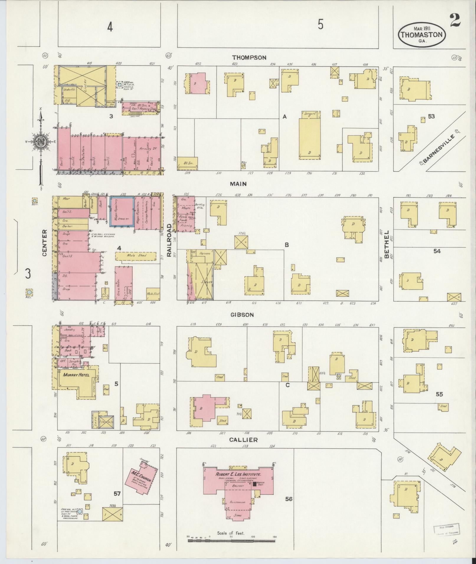 Sanborn Fire Insurance Map from Thomaston, Upson County, Georgia (1911), Sheet #0002 - Complete Map Set gallery image, historic Sanborn map, vintage wall art, Georgia Georgia
