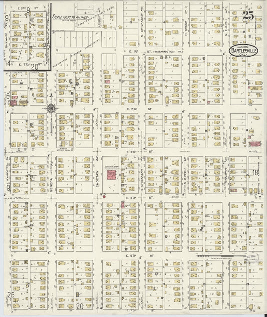 Sanborn Fire Insurance Map from Bartlesville, Washington County, Oklahoma (1920), Sheet #0025 - Historic Sanborn Fire Insurance Map Print, vintage old map wall art, antique decor, genealogy gift, Oklahoma Oklahoma map