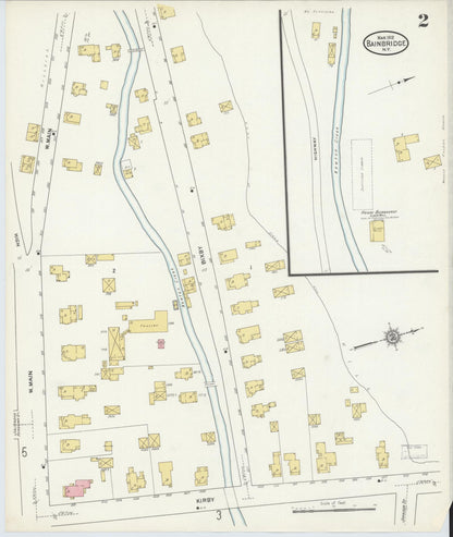 Sanborn Fire Insurance Map from Bainbridge, Chenango County, New York (1912), Sheet #0002 - Complete Map Set gallery image, historic Sanborn map, vintage wall art, New York New York