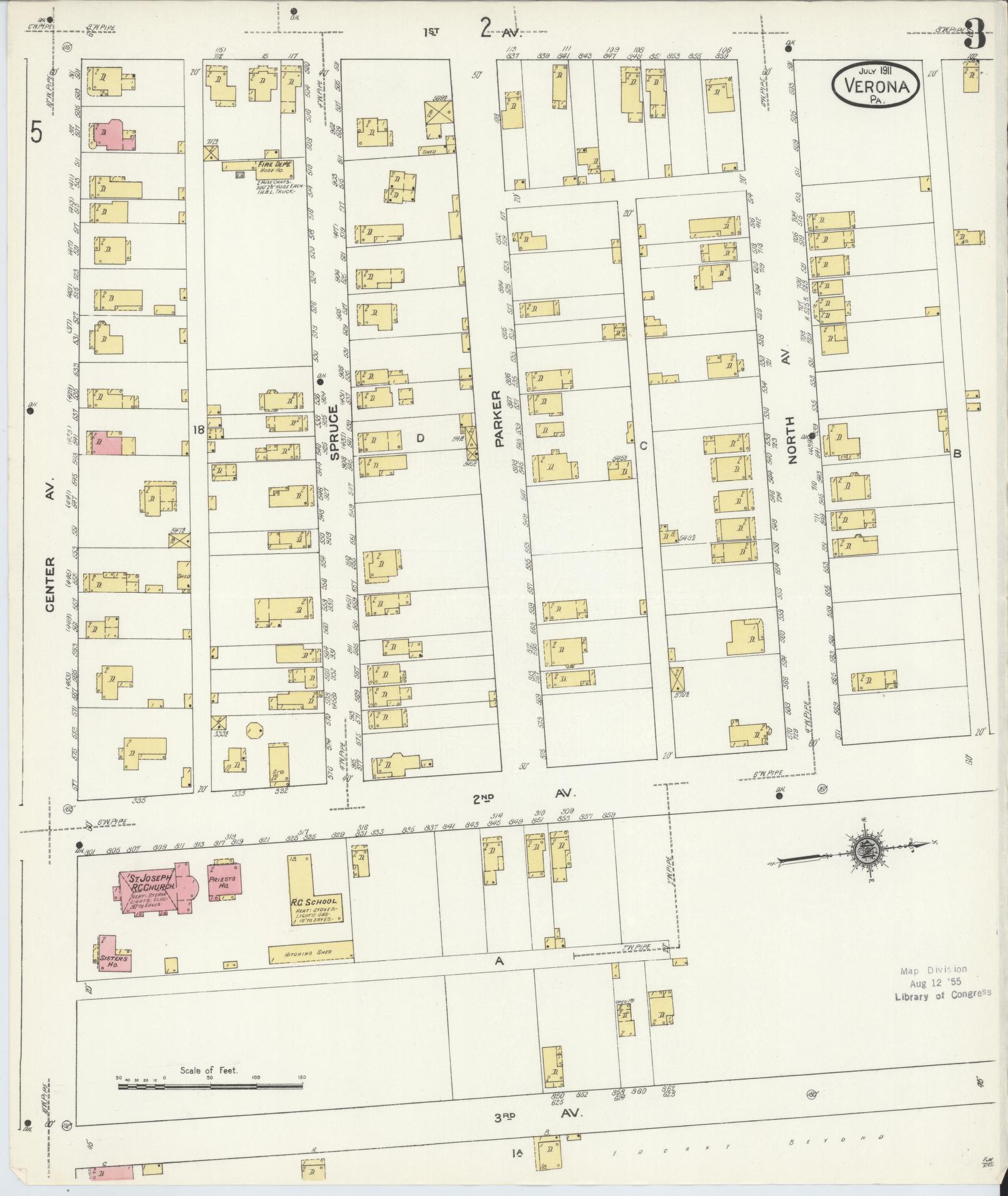 Sanborn Fire Insurance Map from Verona, Allegheny County, Pennsylvania (1911), Sheet #0003 - Complete Map Set gallery image, historic Sanborn map, vintage wall art, Pennsylvania Pennsylvania